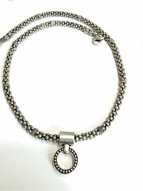 LAGOS Silver Beaded Necklace with Circle Drop
